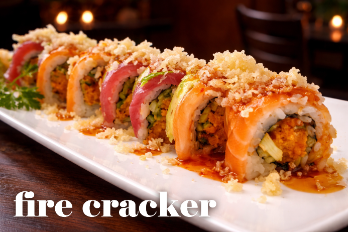 fire cracker sushi roll, Fresh sushi rolls at Typhoon Asian Bistro Back Bay Boston